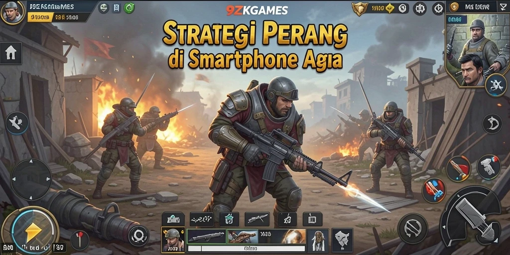 Screenshot 9ZKGAMES menampilkan aksi gameplay strategis yang intens.