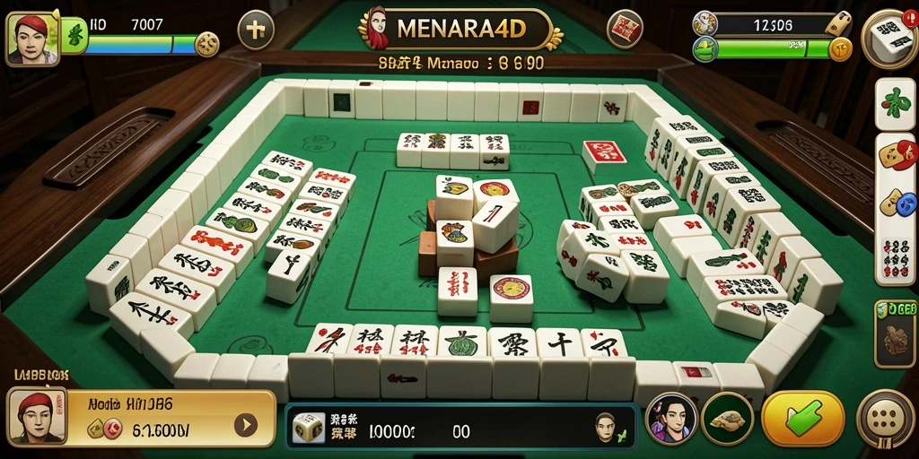 Screenshot permainan MENARA4D yang menampilkan gameplay Mahjong yang seru.