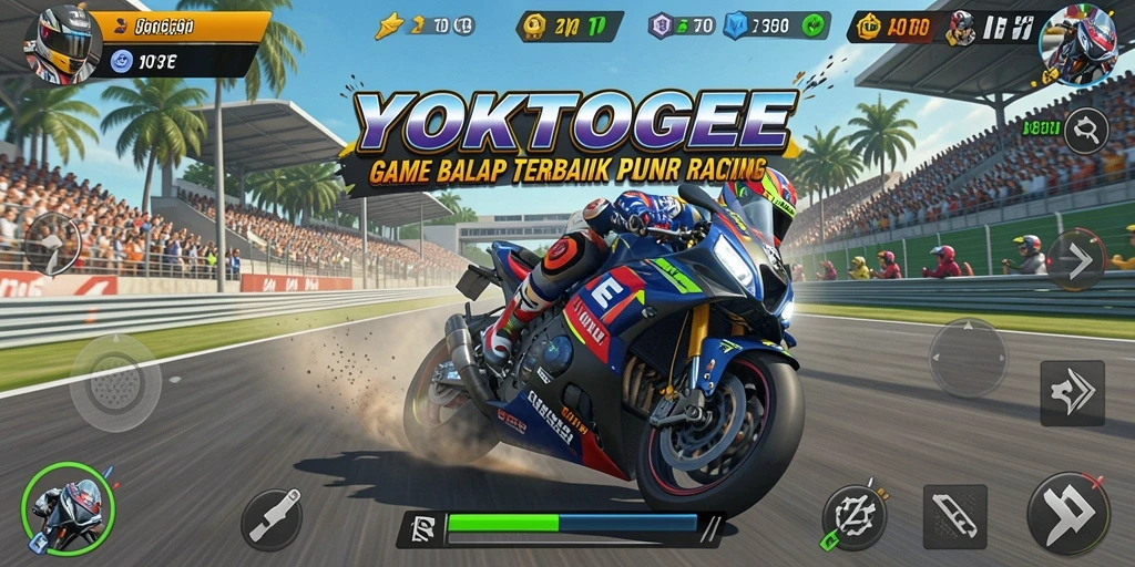 Screenshot gameplay YOKTOGEL menampilkan balapan mendebarkan di berbagai trek.